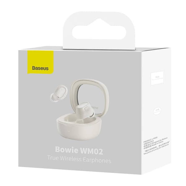 Trådlösa hörlurar Baseus Bowie WM02 TWS, Bluetooth 5.0 (vit)