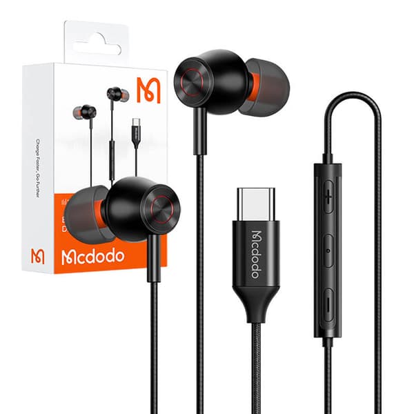 Mcdodo HP-3490 in-ear, trådbundna hörlurar, USB-C (svart)