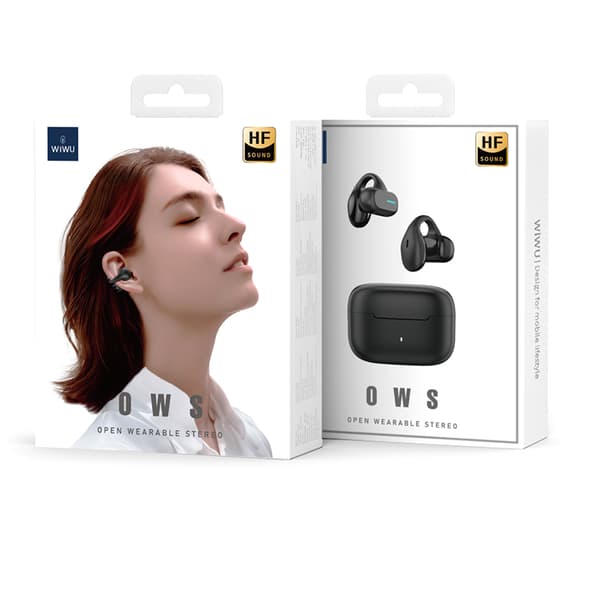 WIWU Openbuds headset med ENC og lang batterilevetid - Svart