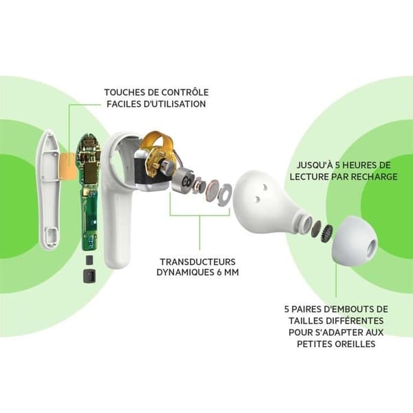 Trådlösa hörlurar - BELKIN - SoundForm Nano - Integrerad mikrofon - För barn - Bluetooth vit