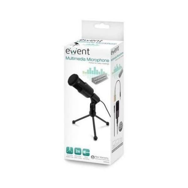 Ewent EW3552 3,5 mm bordsmikrofon svart - 3,5 mm uttag, brusreducering, stativ ingår