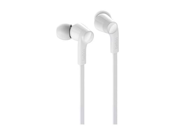 BELKIN RockStar hörlurar med Lightning-kontakt - För iPhone XS, XS Max, XR, 8/8 Plus - Vit