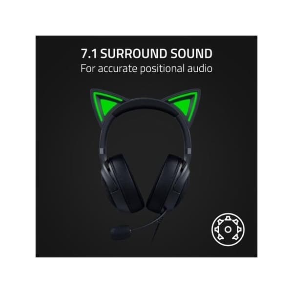 Spelheadset - Razer - Kraken Kitty V2 - Svart - USB-A - Över örat