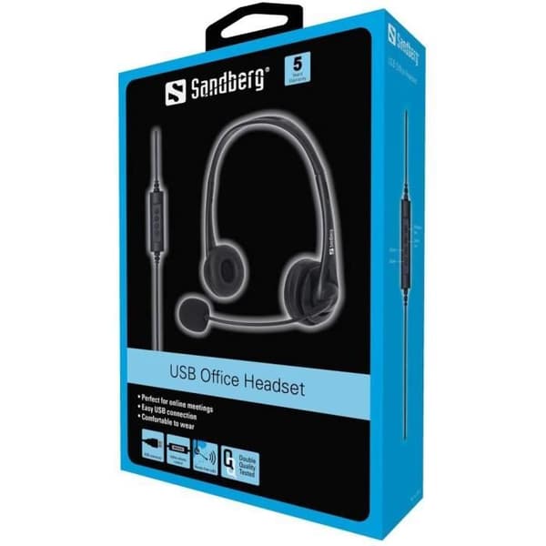 Sandberg Office USB Headset, Headset, Pannband, Office/Call center