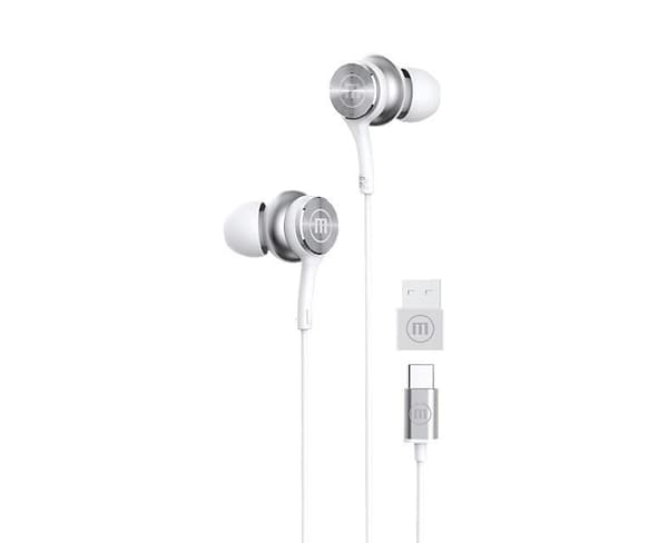 Maxell XC1 USB-C kablede hovedtelefoner med USB-A adapter hvid