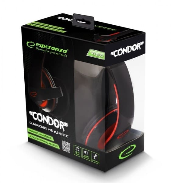 Esperanza EGH300R Headset Hovedbøjle Sort, Rød