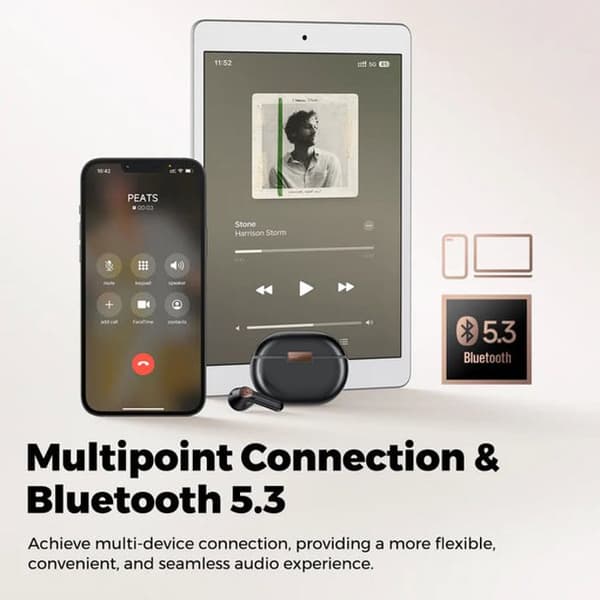 Trådlösa hörlurar - SoundPEATS - Air4 Pro - AptX Lossless - Aktiv brusreducering - Bluetooth 5.3