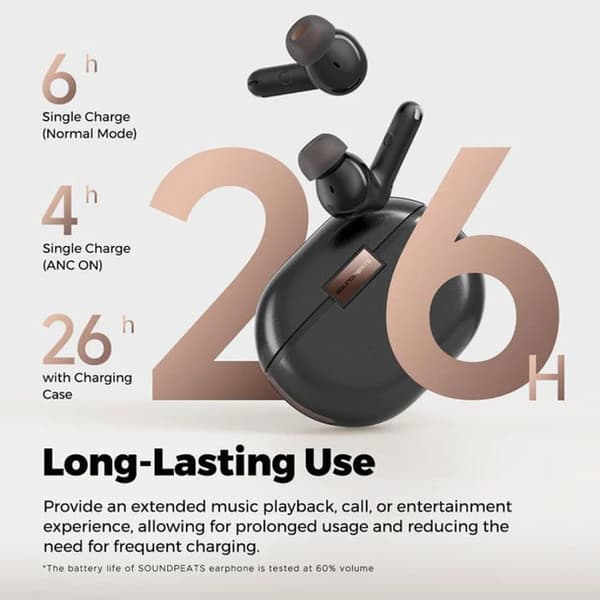 Trådlösa hörlurar - SoundPEATS - Air4 Pro - AptX Lossless - Aktiv brusreducering - Bluetooth 5.3