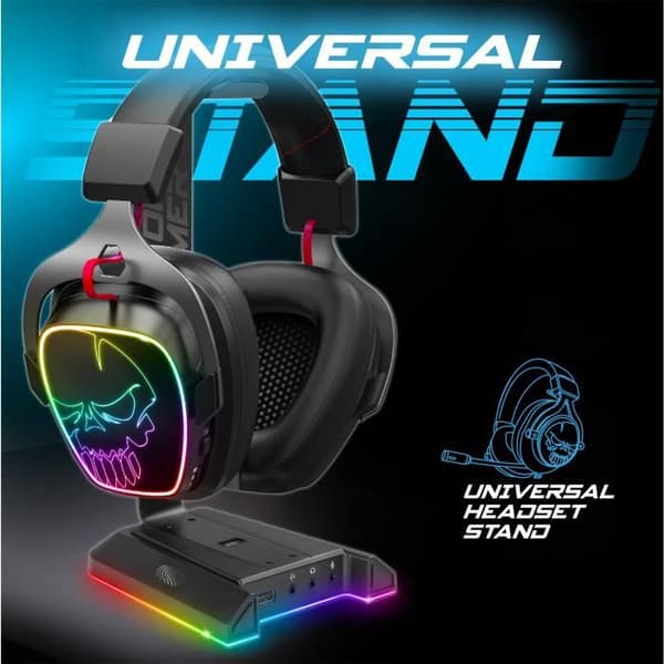 Spirit Of Gamer, Metal RGB Gaming Headset Stand, Virtual 7.1 Sound, Non-Slip Base, 2 USB-portar, Desktop Audio Hörlursstöd