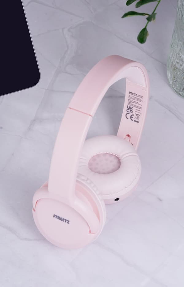 BT210 Bluetooth headphones, mic, foldable, pink