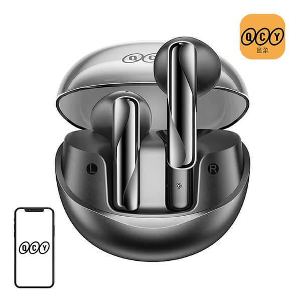 TWS QCY AilyBuds Clear T32-hodetelefoner (svarte)