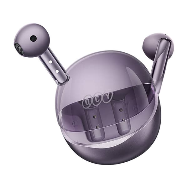TWS QCY AilyBuds Clear T32-hodetelefoner (lilla)