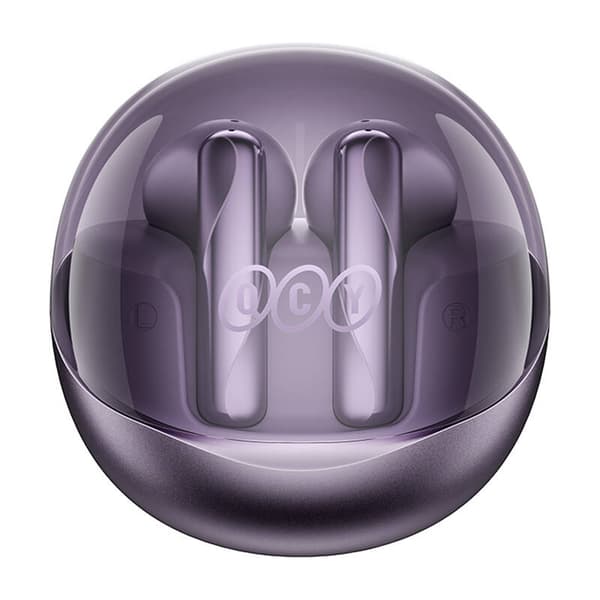 TWS QCY AilyBuds Clear T32-hodetelefoner (lilla)