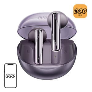 TWS QCY AilyBuds Clear T32-hodetelefoner (lilla)