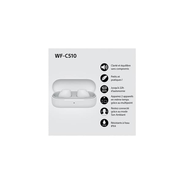 Sony WF C510 Bluetooth trådlösa hörlurar Vit
