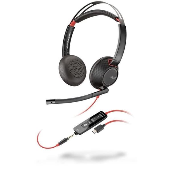 Poly 207586-201 Headset med mikrofon, svart, brusreducering, USB-anslutningar