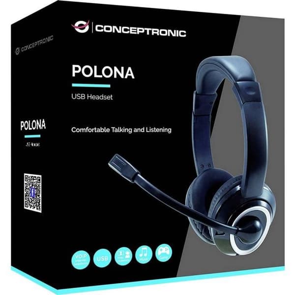 Mikroheadset - CONCEPTRONIC - POLONA 01B - USB med sladd - Öronomslutande - Svart