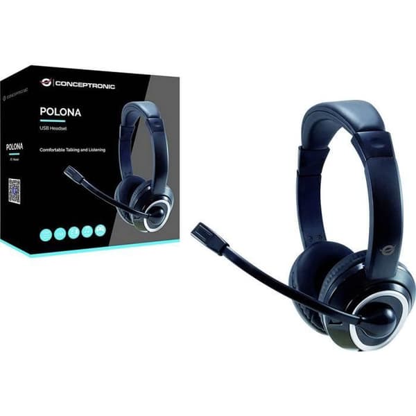 Mikroheadset - CONCEPTRONIC - POLONA 01B - USB med sladd - Öronomslutande - Svart