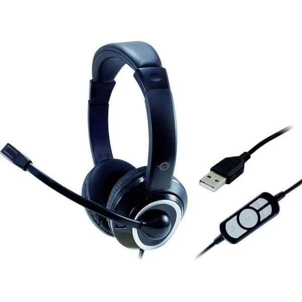 Mikroheadset - CONCEPTRONIC - POLONA 01B - USB med sladd - Öronomslutande - Svart