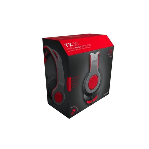 Gioteck - TX30 Wired Stereo Gaming Headset - 40 mm högtalare - Jack 3.5 - Switch PS4 Xbox One PC - (röd, grå)
