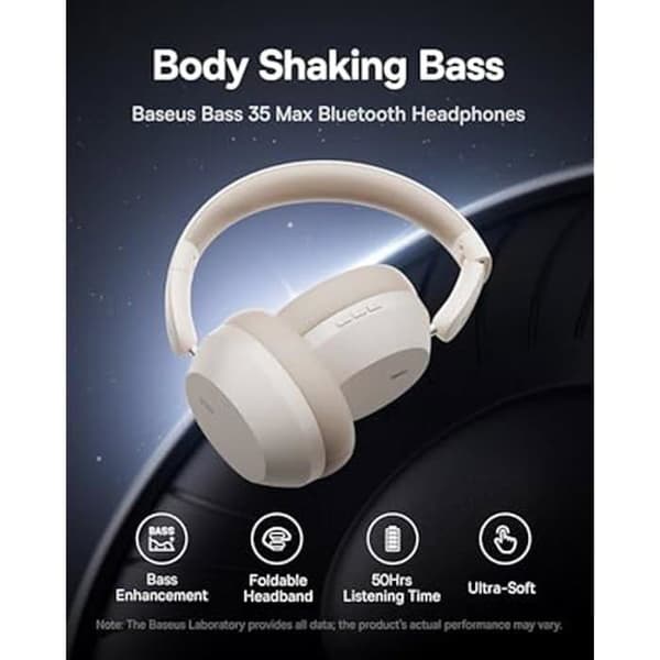 Bluetooth-hörlurar - BASEUS - Bass 35 Max - 50 timmars batteritid - Kraftfull bas - Brusisolering
