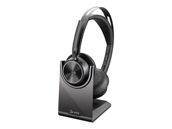 Poly Voyager Focus 2 Microsoft Teams certifierade USB C-headset + USB-C/A-adapter - Microsoft Teams-certifiering - Google Assistant