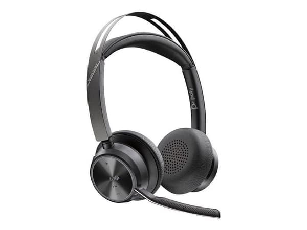 Poly Voyager Focus 2 Microsoft Teams certifierade USB C-headset + USB-C/A-adapter - Microsoft Teams-certifiering - Google Assistant