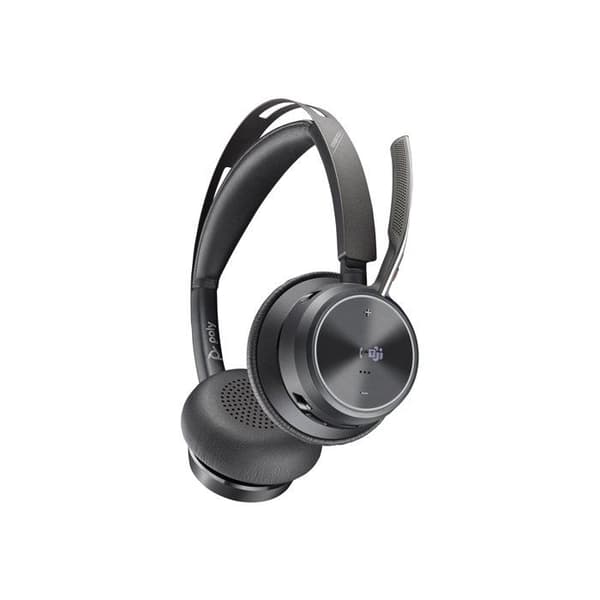 Poly Voyager Focus 2 Microsoft Teams certifierade USB C-headset + USB-C/A-adapter - Microsoft Teams-certifiering - Google Assistant