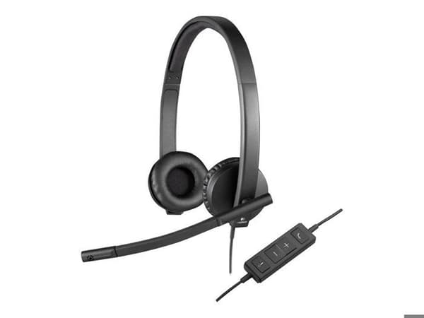 Binaural hörlurar - Logitech - H570e - Svart - USB - Andningsljuddämpning