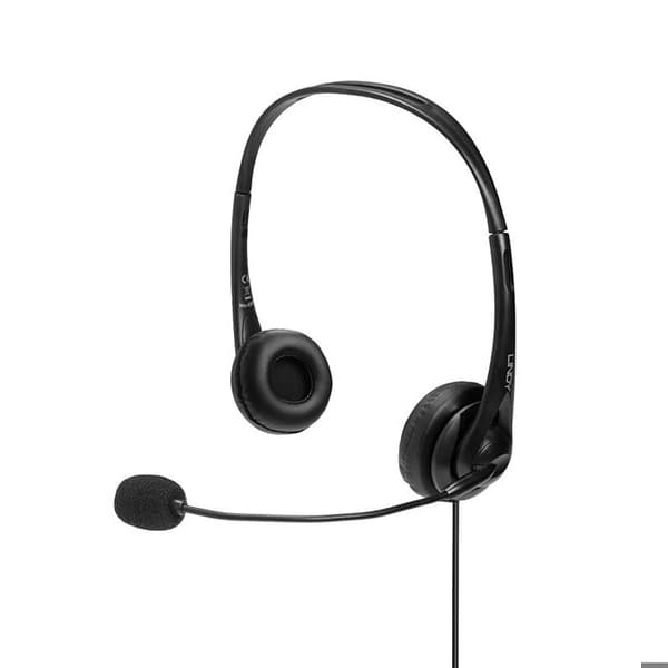 Över-ear hörlurar - Lindy - USB - Svart - Trådad - Justerbar mikrofon