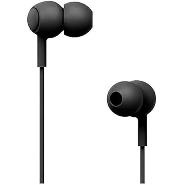 SUNSTECH POPS svarta in-ear-hörlurar med inbyggd mikrofon och 1,2 m kabel
