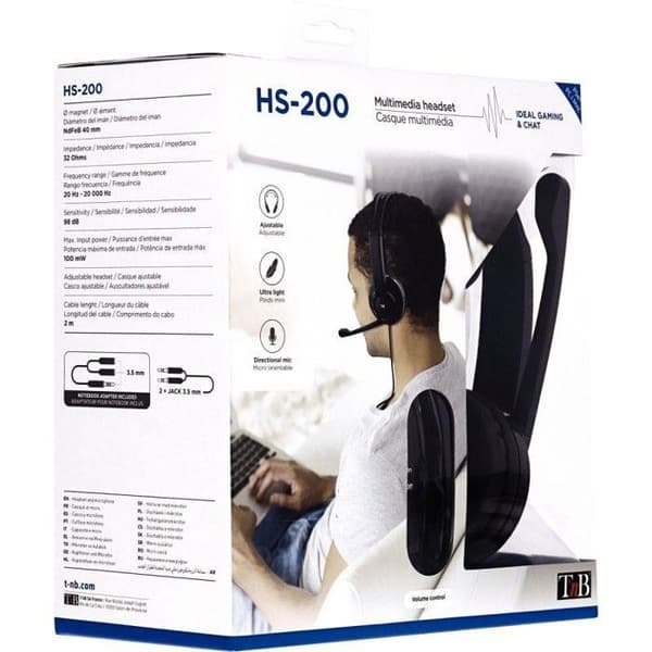 TNB CSMHS200 - HS-200 - Lättviktskabel för multimediaheadset - Svart
