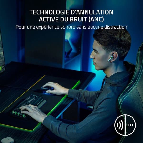 Spelhuvudtelefoner - RAZER - Hammerhead HyperSpeed - Trådlös - Aktiv brusreducering - PS5