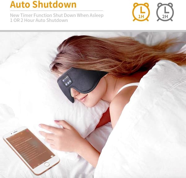3D Memory Foam Sovemaske med Bluetooth-hovedtelefoner og timer | Luksus sovehovedtelefoner sort