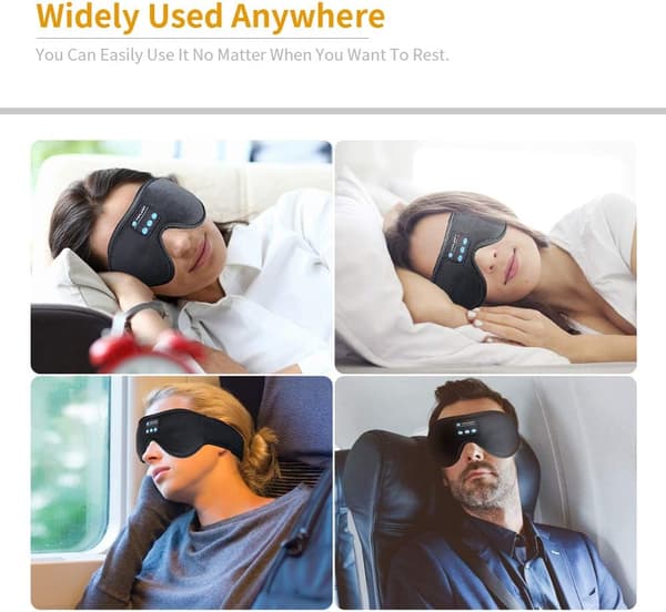 3D Memory Foam Sovemaske med Bluetooth-hovedtelefoner og timer | Luksus sovehovedtelefoner sort