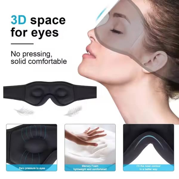 3D Memory Foam Sovemaske med Bluetooth-hovedtelefoner og timer | Luksus sovehovedtelefoner sort