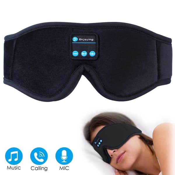 3D Memory Foam Sovemaske med Bluetooth-hovedtelefoner og timer | Luksus sovehovedtelefoner sort