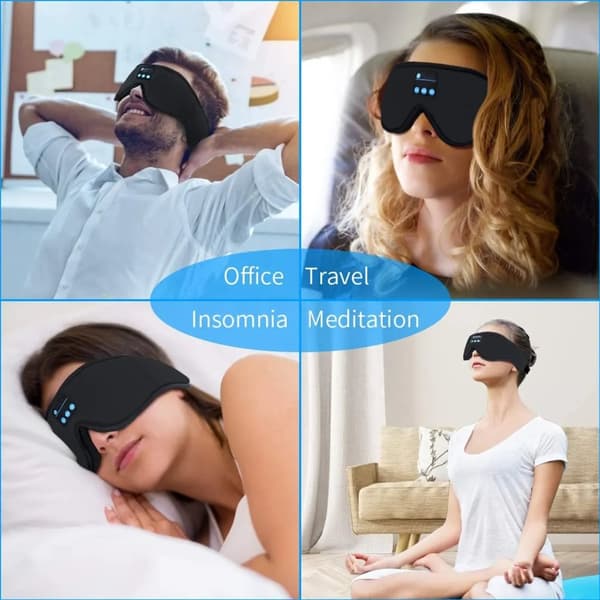 3D Memory Foam Sovemaske med Bluetooth-hovedtelefoner og timer | Luksus sovehovedtelefoner sort