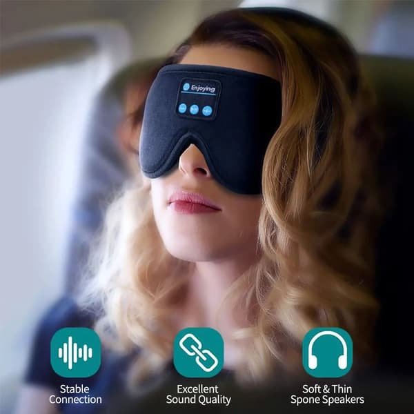 3D Memory Foam Sovemaske med Bluetooth-hovedtelefoner og timer | Luksus sovehovedtelefoner sort