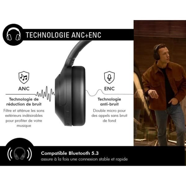 Caque Audio Bluetooth 5.3 ANC + ENC Spela Immersion FORCE PLAY Svart