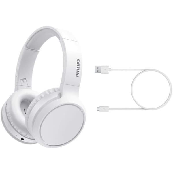 Philips TAH5205WT/00 trådlösa hörlurar - 40 mm högtalare - Bluetooth - Kompakt hopfällbar - 29 timmars batteritid - Vit