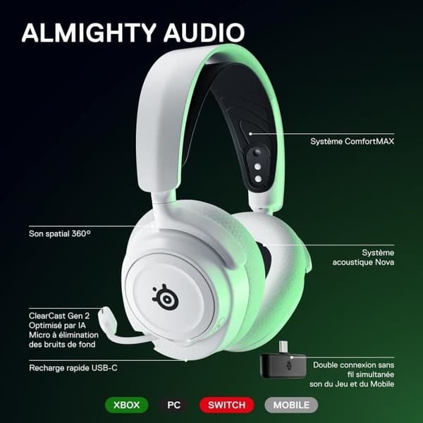 High-end trådlöst spelheadset med flera plattformar - STEELSERIES - ARCTIS NOVA 7X - Vit
