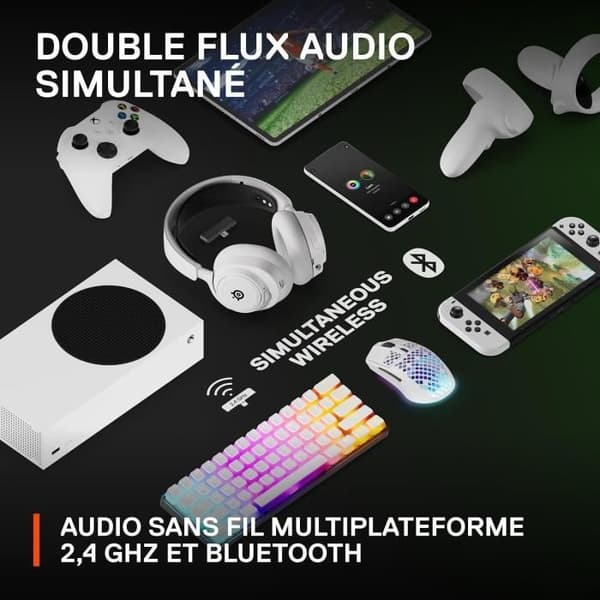 High-end trådlöst spelheadset med flera plattformar - STEELSERIES - ARCTIS NOVA 7X - Vit