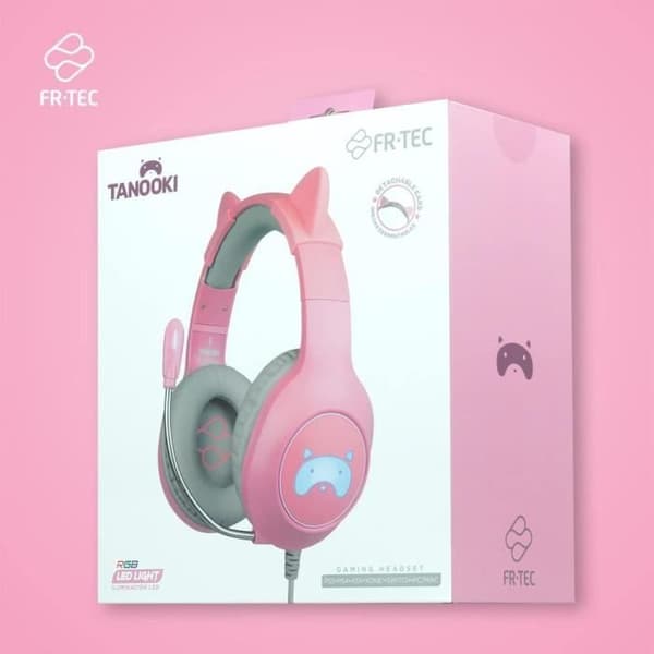 Gaming Headset - Tanooki - Cat Ears - Kabelanslutet - LED - Stereo 50mm