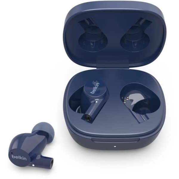 BELKIN SOUNDFORM™ Rise - True Wireless hörlurar med trådlöst laddningsfodral - 7h batteritid - IPX5 - Räckvidd 10m - Blå