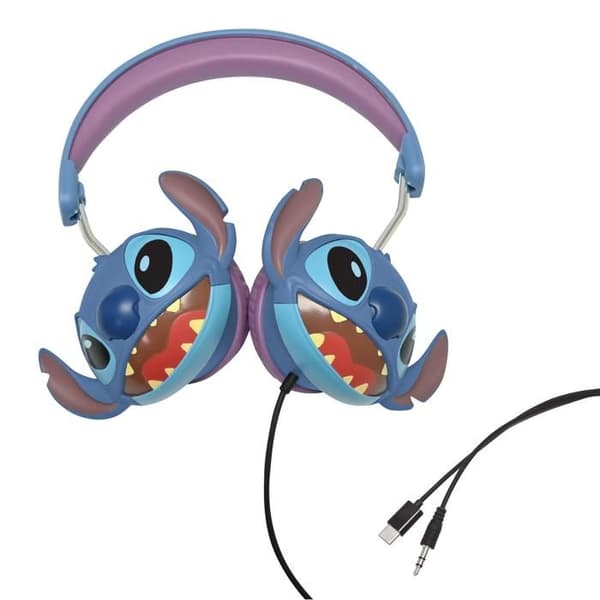 Stitch hopfällbara trådbundna stereohörlurar med volymbegränsning