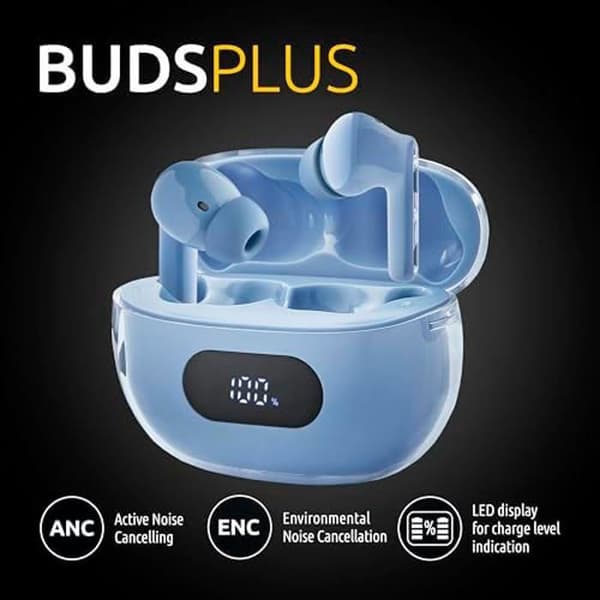 Intenso Buds Plus TWS T315AE Trådlösa hörlurar med aktiv brusreducering, ENC, Bluetooth och upp till 25 timmars uppspelning