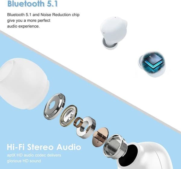 Bluetooth-hörlurar - Leelbox - Trådlösa - Bullerdämpning - 26H Batteritid - Touchkontroll