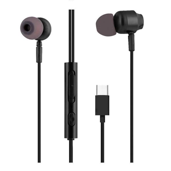Typ-C hörlurar - T'nB - In-ear - Svart - Volymkontroll - Universal mikrofon