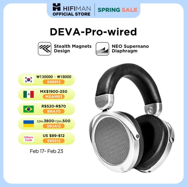 HIFIMAN Deva-Pro -kuulokkeet, ortodynaamiset ajurit, avoin rakenne,Hopea